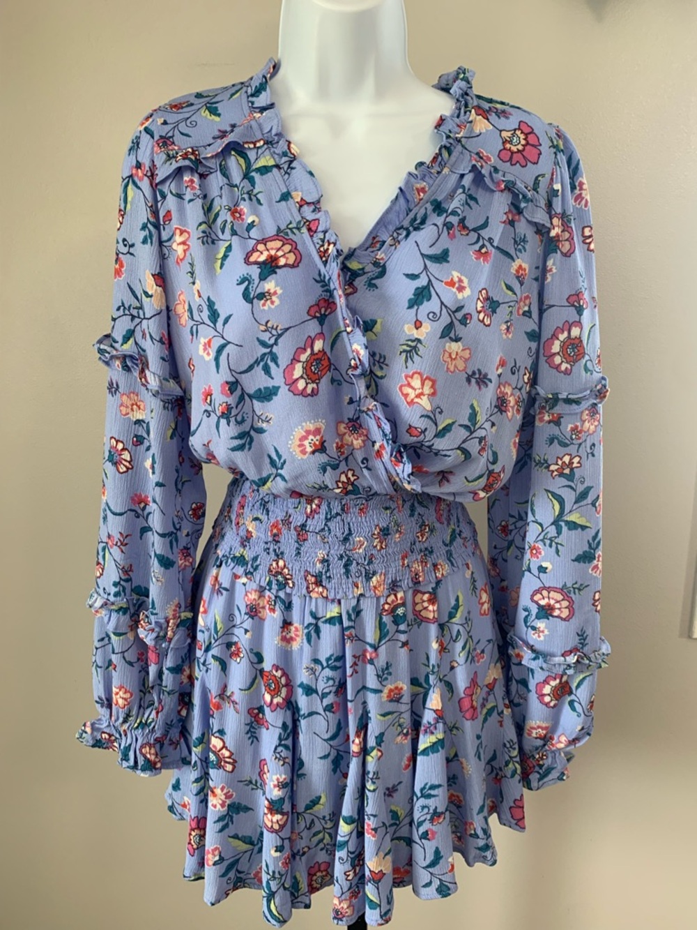 NWT Easel 2 Piece Floral Periwinkle Smocked Set